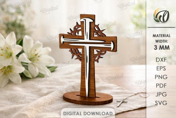 3D Cross Laser Cut for Home Decor & Web