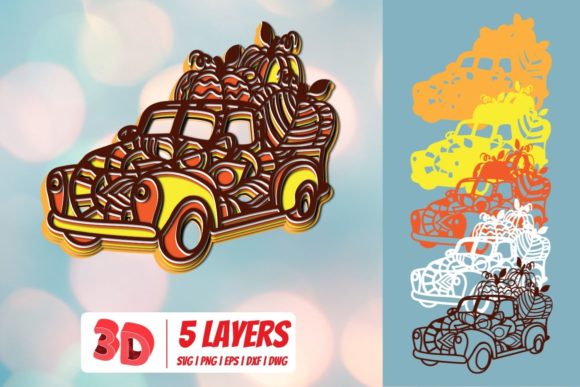 3D Thankful Truck: Perfect 3D SVG for Shadow Boxes