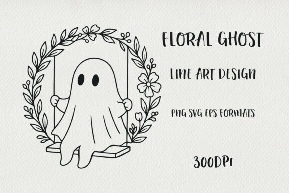 Рand-drawn Floral Ghost: Whimsical Graphics & Illustrations