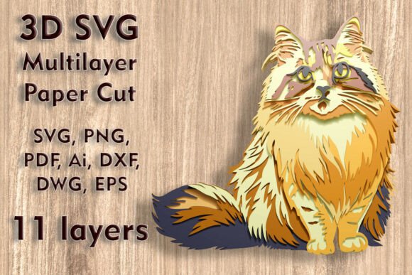 Cat 3D SVG Files for Layered Wall Art & Crafts