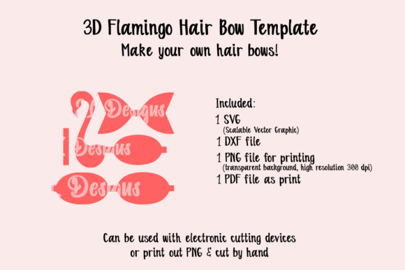 Flamingo Bow Template: 3D SVG Shapes for Crafts