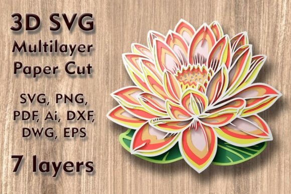 Lotus 3D SVG & Paper Flowers for Blog Graphics