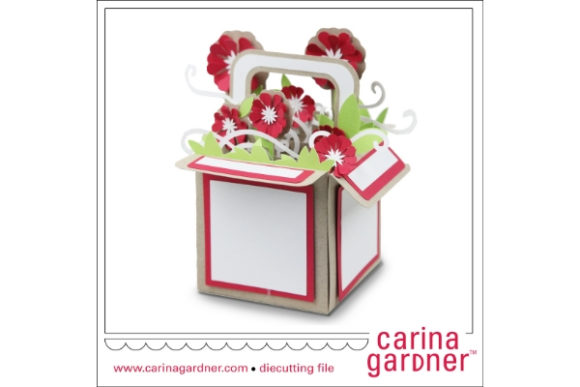 Red Flower Explosion Box: Bold 3D SVG Shapes