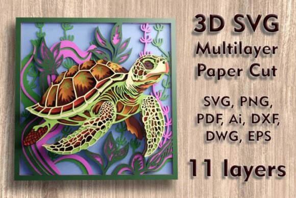 Sea Turtle 3D SVG Review for Shadow Boxes & Branding